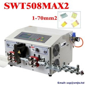 SWT508MAX2 1-70mm2 Computer Automatic Wire Peeling Cutting Stripping Machine 1000W 8 Belt Wheel Drive for 70mm2 Cable Stripper